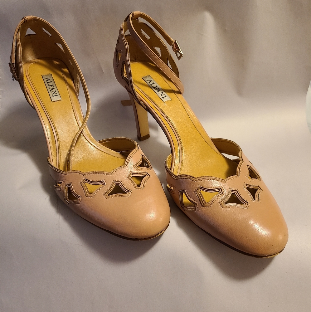 Alfani Tan Heels with Cutout and Ankle Strap 9.5M